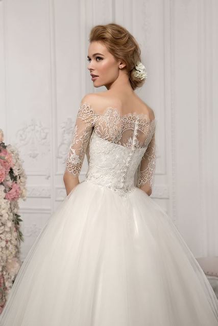 Свадебное платье 1159. Силуэт Пышное, А-силуэт. Цвет Айвори / Капучино, Белый / Молочный. Вид 2