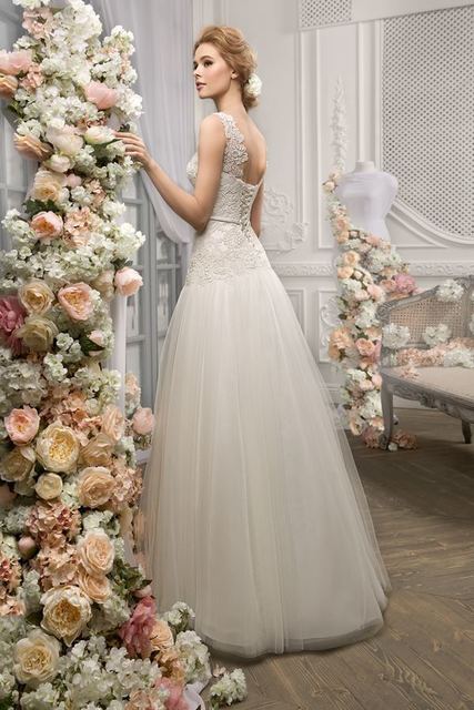 Свадебное платье 1184. Силуэт А-силуэт. Цвет Белый / Молочный. Вид 2