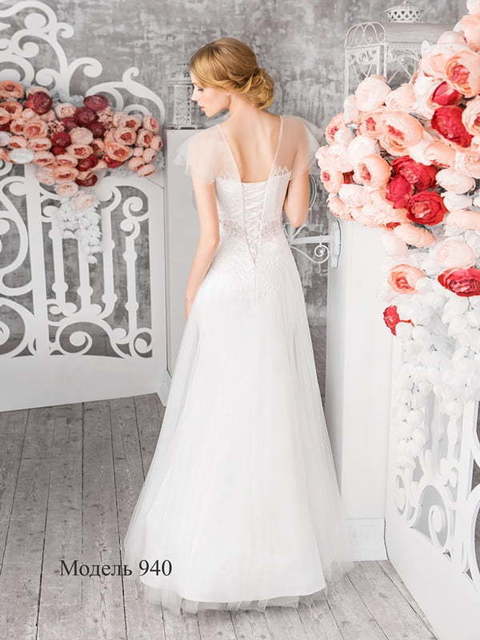 Свадебное платье 940. Силуэт Рыбка, А-силуэт. Цвет Белый / Молочный. Вид 2