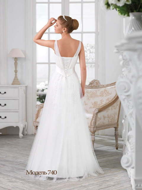 Свадебное платье 740. Силуэт Рыбка, А-силуэт. Цвет Белый / Молочный. Вид 2