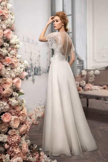 Свадебное платье 1160. Силуэт А-силуэт, Прямое. Цвет Айвори / Капучино. Вид 2