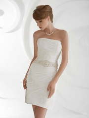 Свадебное платье 419. Силуэт А-силуэт, Прямое. Цвет Белый / Молочный, Айвори / Капучино. Вид 1