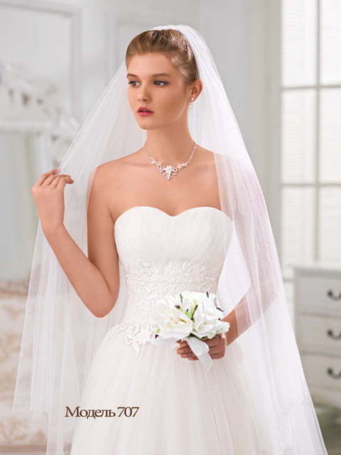Свадебное платье 707. Силуэт А-силуэт. Цвет Белый / Молочный. Вид 2