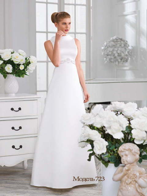 Свадебное платье 723. Силуэт А-силуэт. Цвет Белый / Молочный. Вид 1