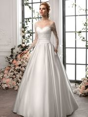 Свадебное платье 1180. Силуэт Пышное, А-силуэт. Цвет Белый / Молочный. Вид 1