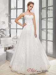 Свадебное платье 1020. Силуэт А-силуэт. Цвет Белый / Молочный. Вид 1