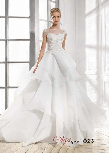 Свадебное платье 1026. Силуэт Пышное, А-силуэт. Цвет Белый / Молочный. Вид 1