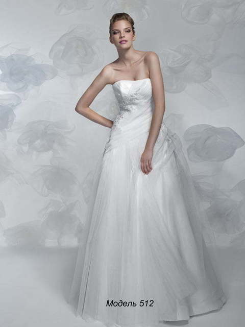 Свадебное платье 512. Силуэт А-силуэт. Цвет Белый / Молочный. Вид 1