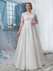 Свадебное платье 2003. Силуэт А-силуэт. Цвет Белый / Молочный. Вид 1