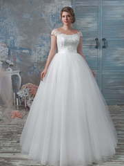 Свадебное платье 2007. Силуэт Пышное, А-силуэт. Цвет Белый / Молочный, Айвори / Капучино, оттенки Розового. Вид 1