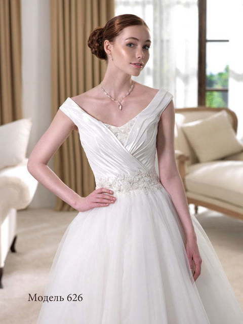 Свадебное платье 626. Силуэт Пышное, А-силуэт. Цвет Айвори / Капучино, Белый / Молочный. Вид 3