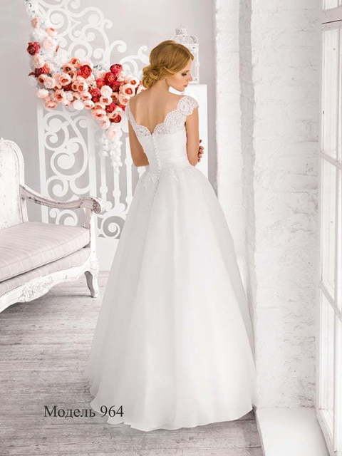 Свадебное платье 964. Силуэт Пышное, А-силуэт. Цвет Белый / Молочный. Вид 2