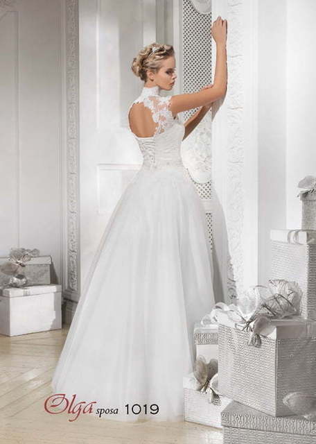 Свадебное платье 1019. Силуэт А-силуэт. Цвет Белый / Молочный. Вид 2