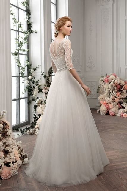 Свадебное платье 1192. Силуэт А-силуэт. Цвет Айвори / Капучино. Вид 2