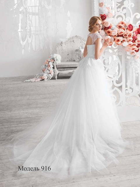 Свадебное платье 916. Силуэт Пышное, А-силуэт. Цвет Белый / Молочный. Вид 2