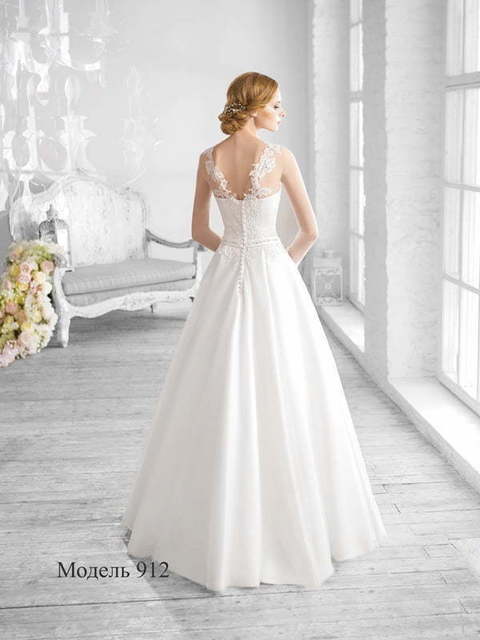 Свадебное платье 912. Силуэт Пышное, А-силуэт. Цвет Айвори / Капучино, Белый / Молочный. Вид 2