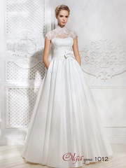 Свадебное платье 1012. Силуэт А-силуэт. Цвет Белый / Молочный. Вид 1
