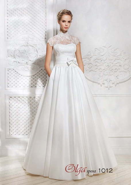 Свадебное платье 1012. Силуэт А-силуэт. Цвет Белый / Молочный. Вид 1