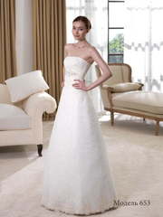 Свадебное платье 653. Силуэт А-силуэт. Цвет Белый / Молочный, Айвори / Капучино. Вид 1