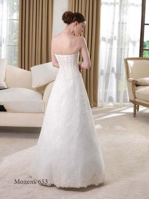 Свадебное платье 653. Силуэт А-силуэт. Цвет Айвори / Капучино, Белый / Молочный. Вид 2