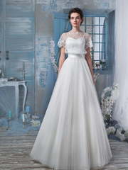 Свадебное платье 1251. Силуэт А-силуэт. Цвет Белый / Молочный. Вид 1