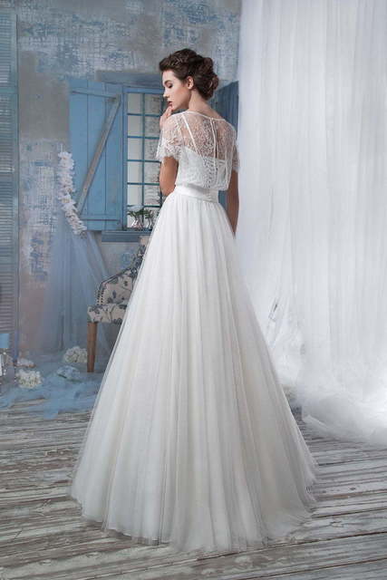 Свадебное платье 1251. Силуэт А-силуэт. Цвет Белый / Молочный. Вид 2