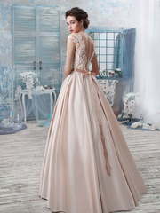 Свадебное платье 1278. Силуэт А-силуэт. Цвет Айвори / Капучино, оттенки Розового. Вид 2