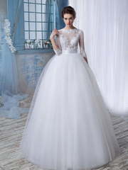 Свадебное платье 1290. Силуэт Пышное, А-силуэт. Цвет Белый / Молочный, Айвори / Капучино. Вид 1