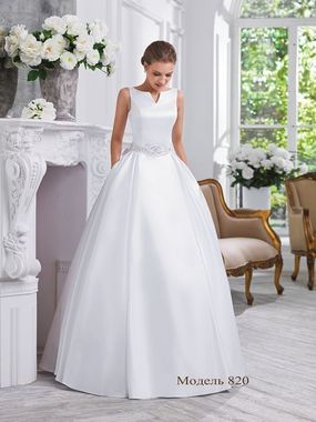 Свадебное платье 820. Силуэт А-силуэт. Цвет Белый / Молочный. Вид 1