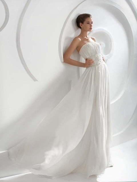 Свадебное платье 446. Силуэт А-силуэт. Цвет Айвори / Капучино, Белый / Молочный. Вид 2