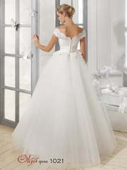 Свадебное платье 1021. Силуэт Пышное, А-силуэт. Цвет Белый / Молочный. Вид 2