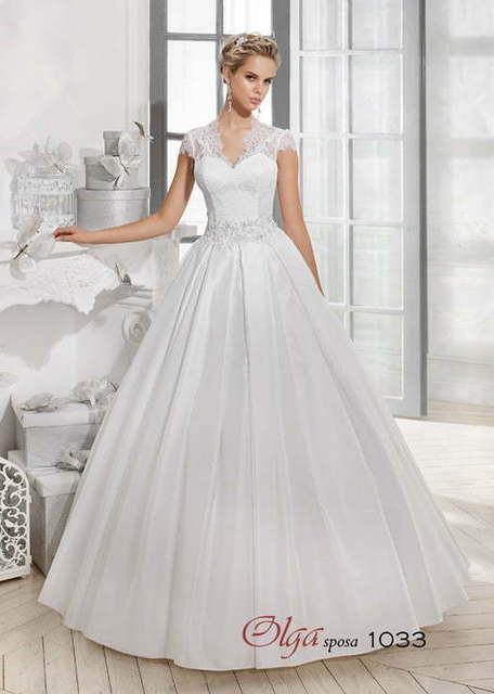 Свадебное платье 1033. Силуэт Пышное, А-силуэт. Цвет Белый / Молочный. Вид 1