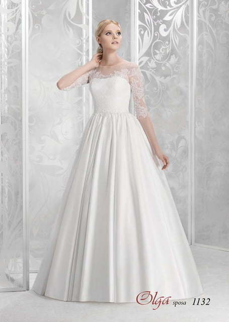 Свадебное платье 1132. Силуэт А-силуэт. Цвет Белый / Молочный. Вид 1