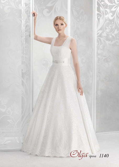 Свадебное платье 1140. Силуэт А-силуэт. Цвет Белый / Молочный. Вид 1