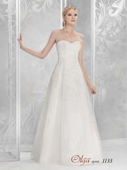 Свадебное платье 1133. Силуэт А-силуэт. Цвет Айвори / Капучино. Вид 1