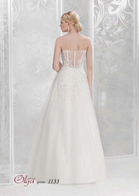 Свадебное платье 1133. Силуэт А-силуэт. Цвет Айвори / Капучино. Вид 2