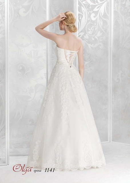 Свадебное платье 1141. Силуэт А-силуэт. Цвет Айвори / Капучино. Вид 2