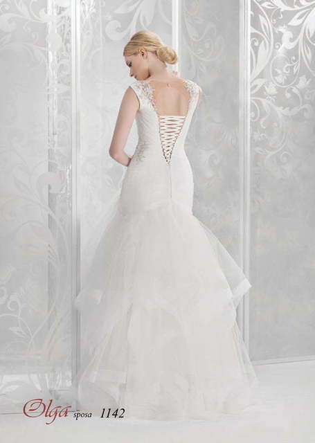 Свадебное платье 1142. Силуэт Рыбка, А-силуэт. Цвет Белый / Молочный. Вид 2