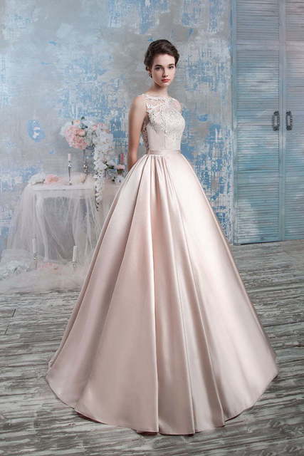 Свадебное платье 1288. Силуэт А-силуэт. Цвет оттенки Розового. Вид 1