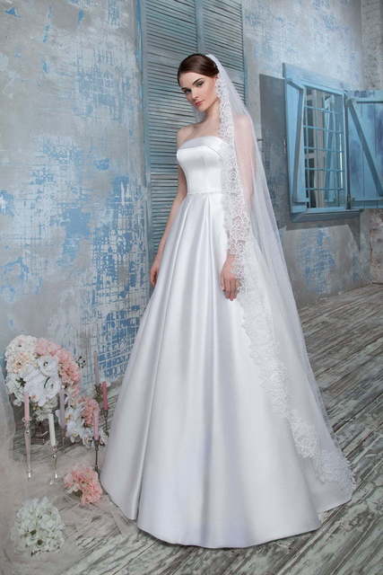 Свадебное платье 1267. Силуэт А-силуэт. Цвет Белый / Молочный. Вид 1