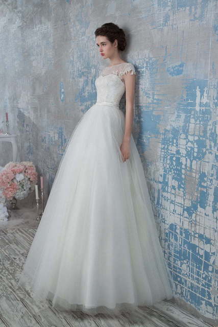 Свадебное платье 1263. Силуэт А-силуэт. Цвет Белый / Молочный. Вид 1