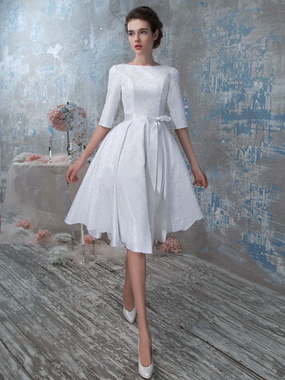 Свадебное платье 455. Силуэт А-силуэт. Цвет Белый / Молочный. Вид 1