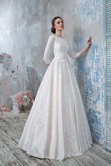 Свадебное платье 1275. Силуэт А-силуэт. Цвет Белый / Молочный, Айвори / Капучино. Вид 1