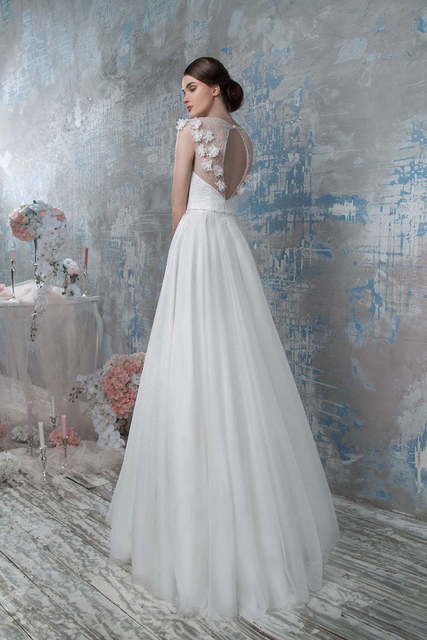 Свадебное платье 1285. Силуэт А-силуэт. Цвет Белый / Молочный. Вид 2