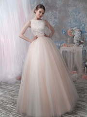 Свадебное платье 1268. Силуэт Пышное, А-силуэт. Цвет Айвори / Капучино, Персик / Оранжевый, оттенки Розового. Вид 1