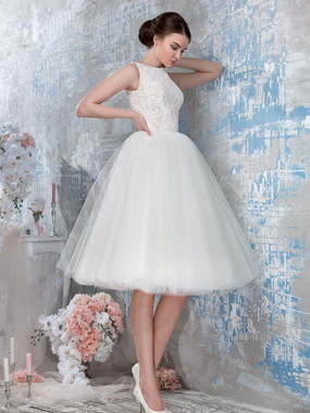 Свадебное платье 459. Силуэт Пышное, А-силуэт. Цвет Белый / Молочный, Айвори / Капучино. Вид 1