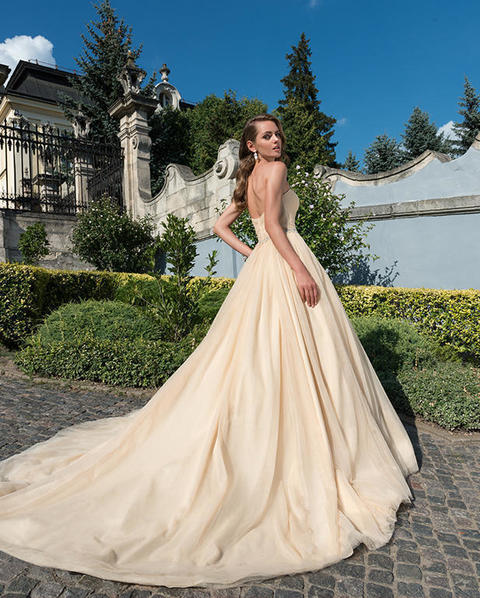 Свадебное платье Deizy. Силуэт А-силуэт. Цвет Айвори / Капучино, Персик / Оранжевый. Вид 2