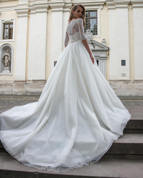 Свадебное платье Dalia. Силуэт Пышное, А-силуэт. Цвет Айвори / Капучино, Белый / Молочный. Вид 2