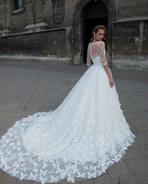 Свадебное платье Donna. Силуэт Пышное, А-силуэт. Цвет Белый / Молочный. Вид 2