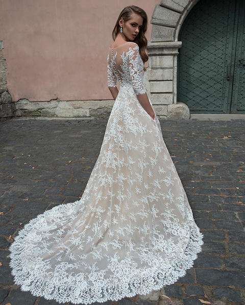 Свадебное платье Demetra. Силуэт А-силуэт. Цвет Айвори / Капучино. Вид 2